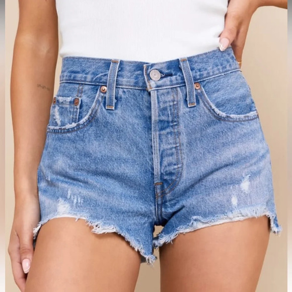 Levi's Pants - Levi’s Medium Wash Wedgie Distressed Denim Jean Shorts
